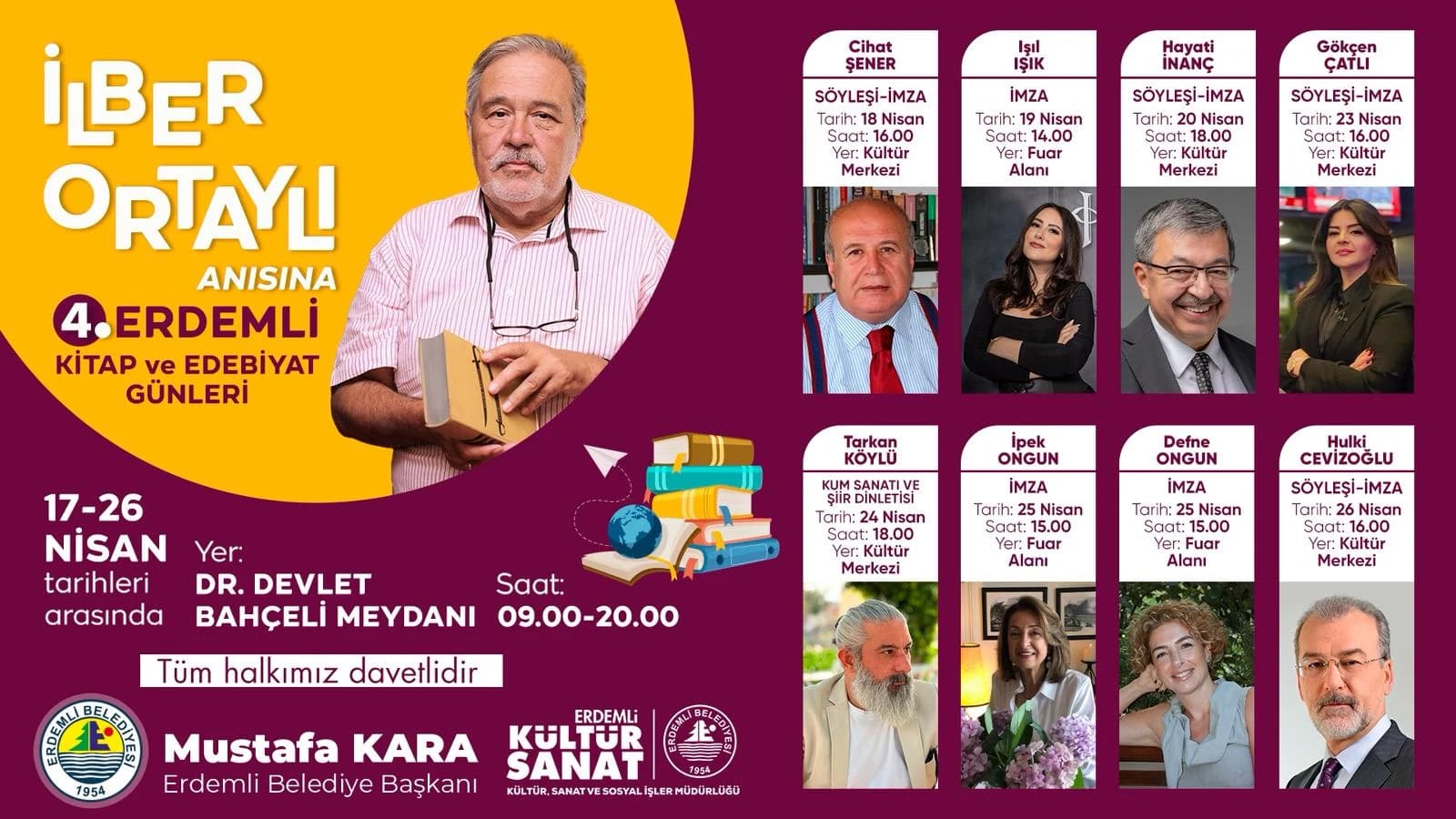 4. Erdemli Kitap ve Edebiyat Günleri başlıyor